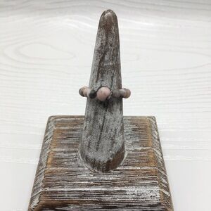 HANDCRAFTED Pink Zebra Jasper Stretch Bead Ring